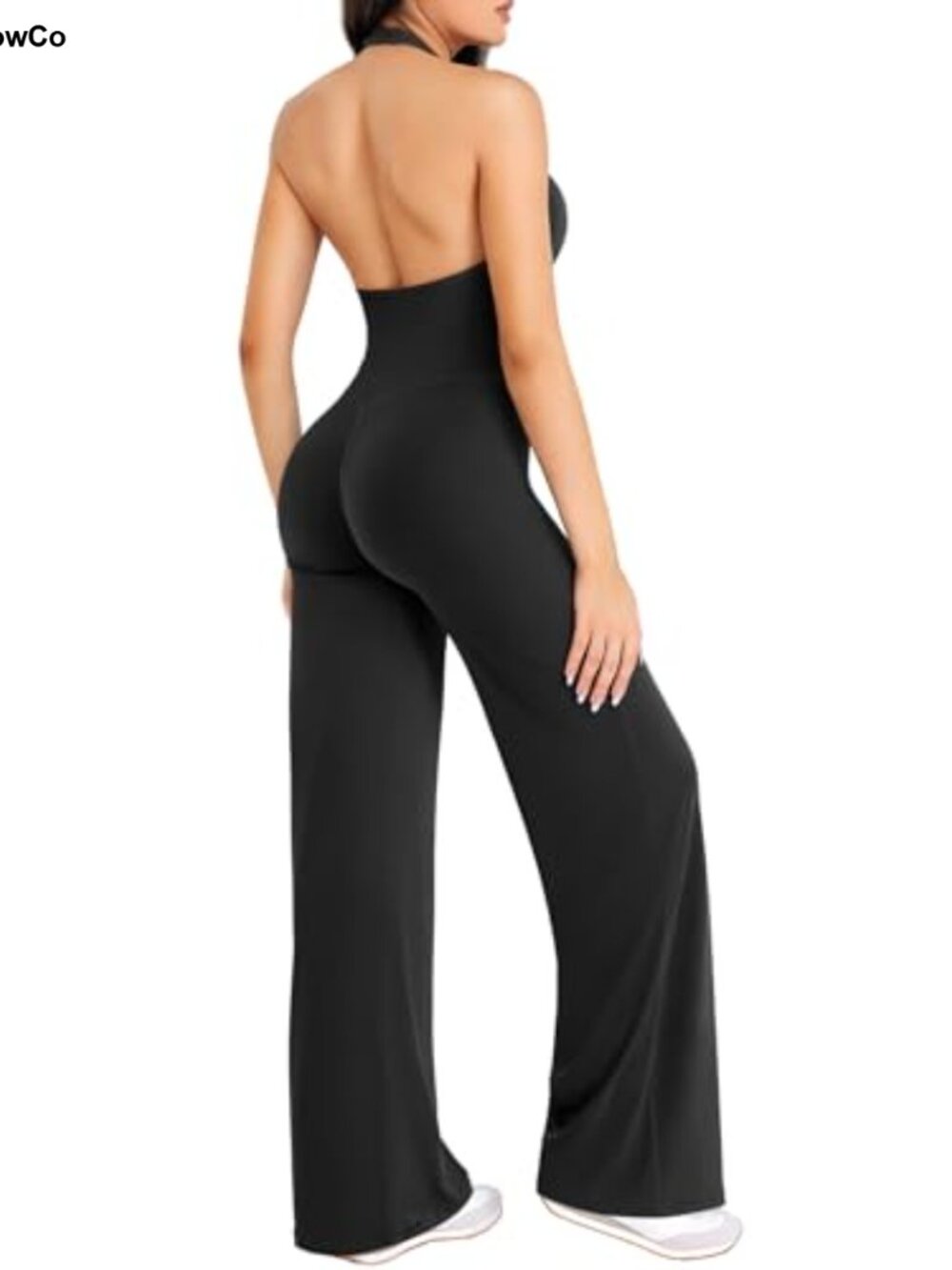 YEOREO CoreFlex Sleeveless Halter One Piece Wide Leg Workout Jumpsuit